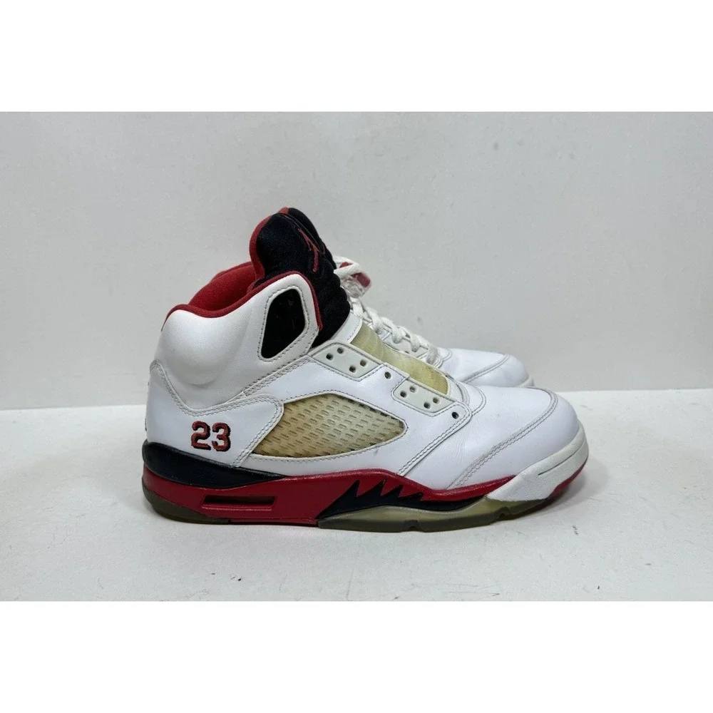 Nike Air Jordan 5 Retro‎ Men's Size 7.5 136027 120 Fire Red Black Tongue Shoes